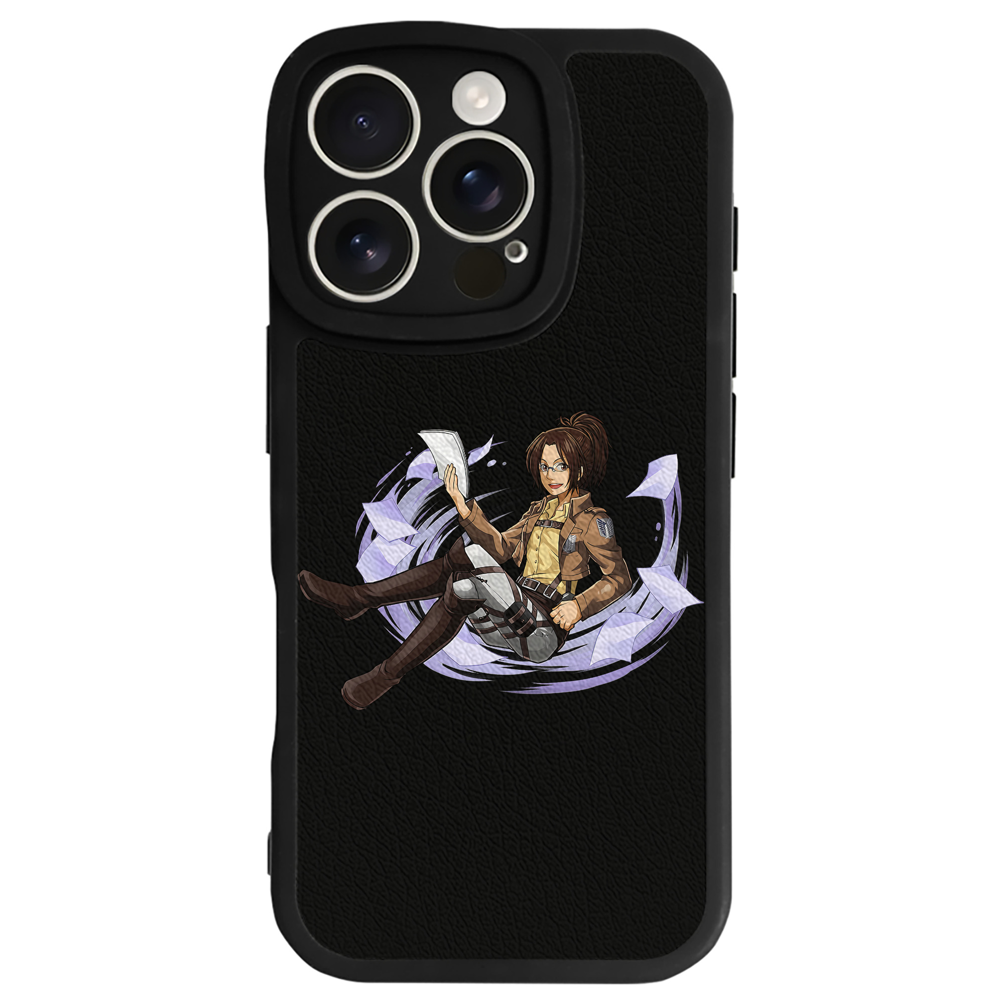（画像用） 進撃の巨人 ハンジ·ゾエ Attack on Titan Hanji Zoe 【iPhone 16シリーズ対応】シリコンスマホケース（レザー調） 材質：シリコン